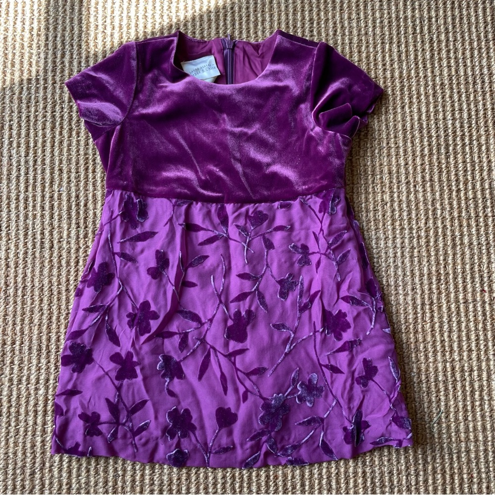 VTG 90s Laura Ashley Mother & Child Purple Floral Kids Dress - Size 2T